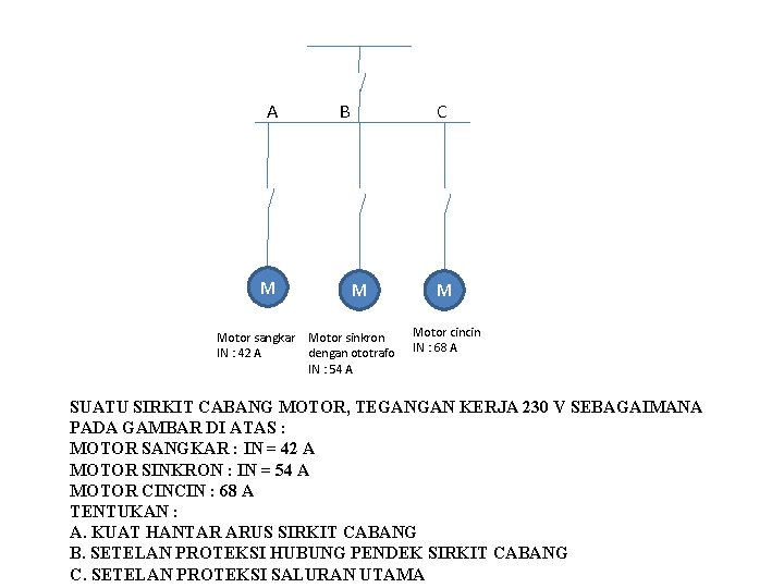 A M Motor sangkar IN : 42 A B C M Motor sinkron dengan