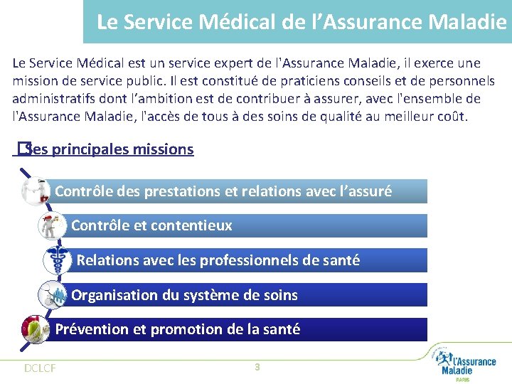 Le Service Médical de l’Assurance Maladie Le Service Médical est un service expert de