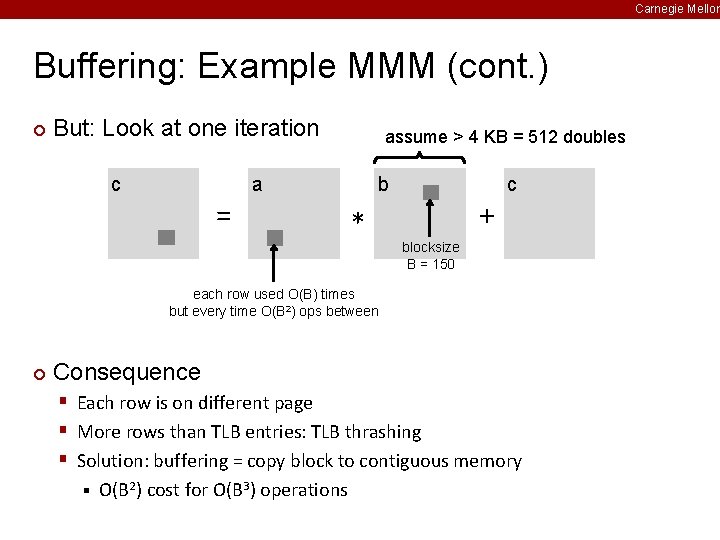 Carnegie Mellon Buffering: Example MMM (cont. ) ¢ But: Look at one iteration c