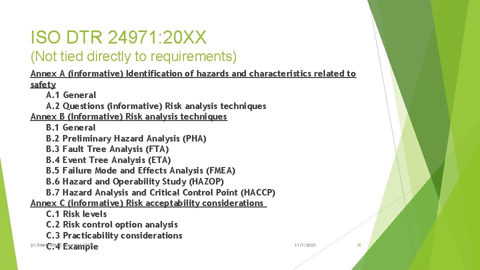 ISO DTR 24971: 20 XX (Not tied directly to requirements) Annex A (informative) Identification