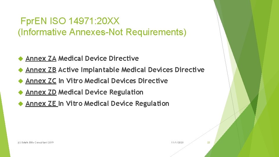  Fpr. EN ISO 14971: 20 XX (Informative Annexes-Not Requirements) Annex ZA Medical Device