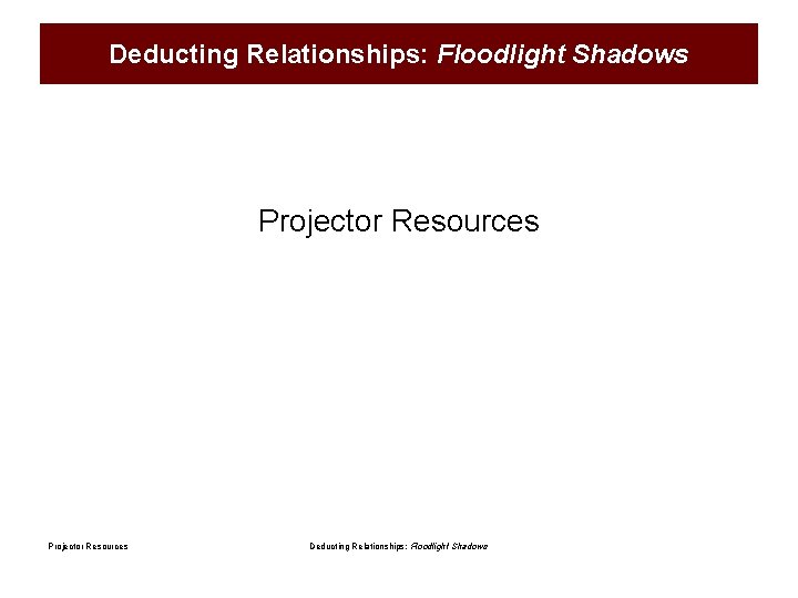 Deducting Relationships: Floodlight Shadows Projector Resources Deducting Relationships: Floodlight Shadows 