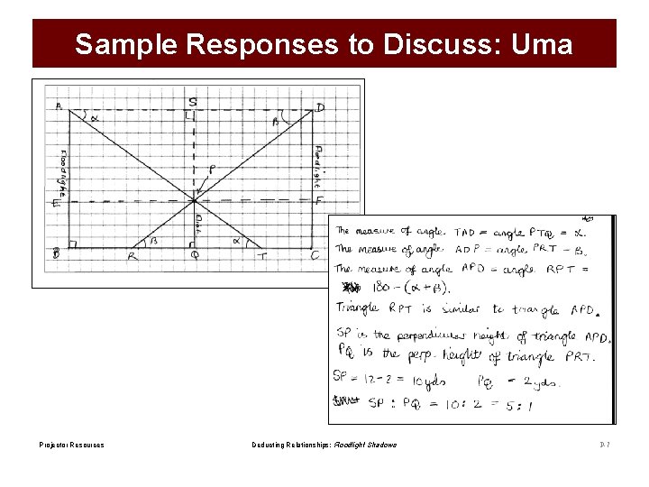 Sample Responses to Discuss: Uma Projector Resources Deducting Relationships: Floodlight Shadows P-7 