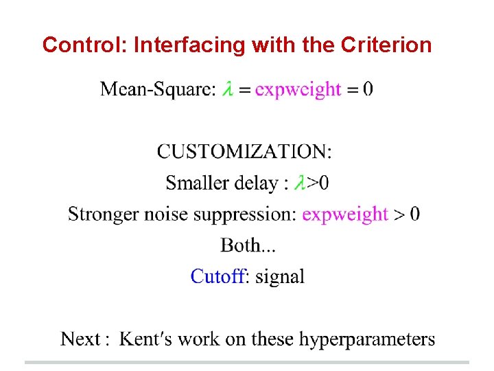 Control: Interfacing with the Criterion 
