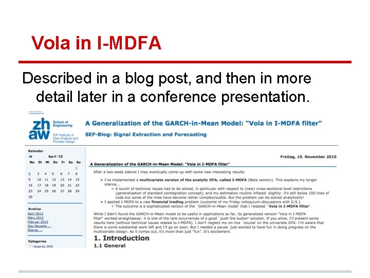 Vola in I-MDFA Described in a blog post, and then in more detail later