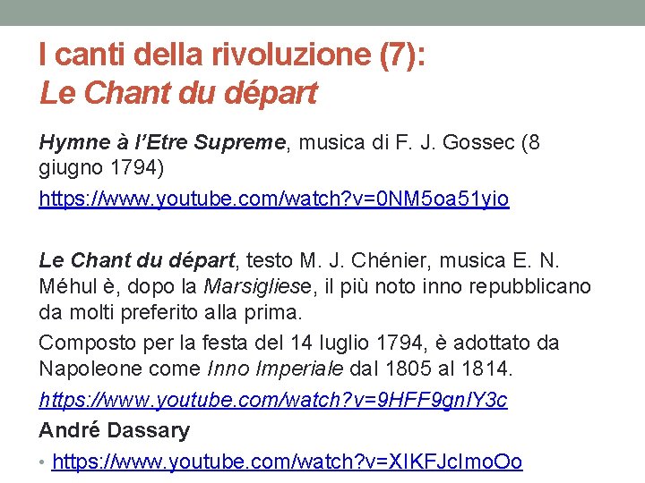I canti della rivoluzione (7): Le Chant du départ Hymne à l’Etre Supreme, musica