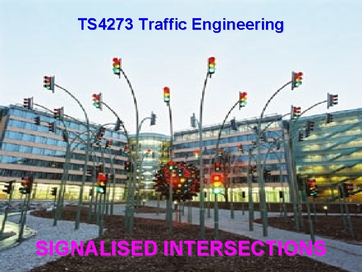 TS 4273 Traffic Engineering SIGNALISED INTERSECTIONS 