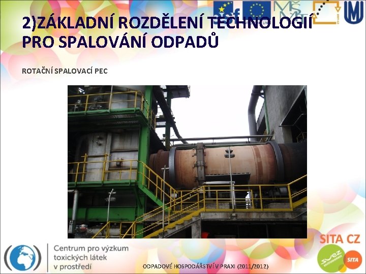2)ZÁKLADNÍ ROZDĚLENÍ TECHNOLOGIÍ PRO SPALOVÁNÍ ODPADŮ ROTAČNÍ SPALOVACÍ PEC ODPADOVÉ HOSPODÁŘSTVÍ V PRAXI (2011/2012)
