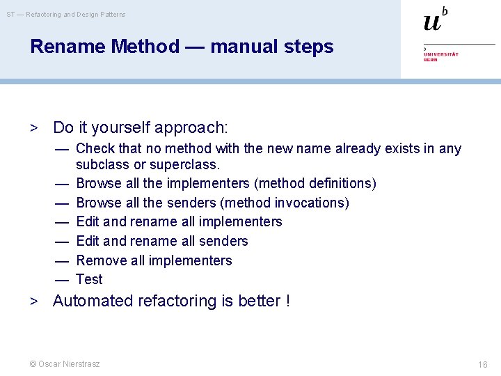 ST — Refactoring and Design Patterns Rename Method — manual steps > Do it