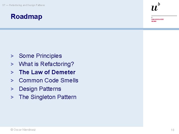 ST — Refactoring and Design Patterns Roadmap > Some Principles > What is Refactoring?