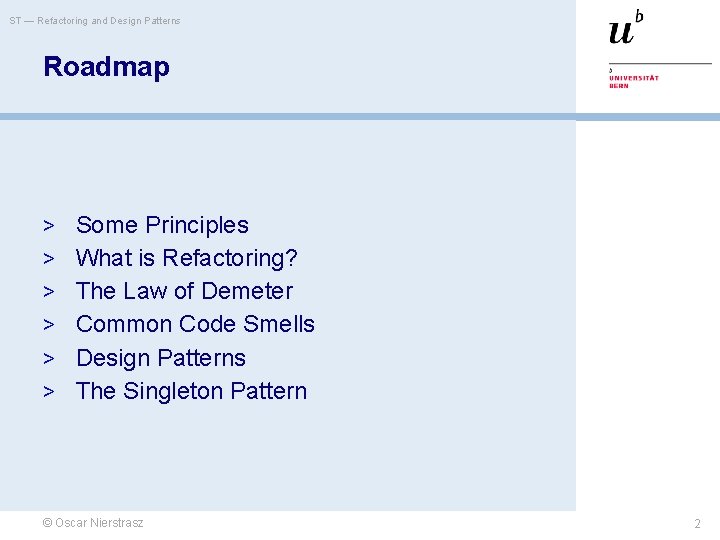 ST — Refactoring and Design Patterns Roadmap > Some Principles > What is Refactoring?