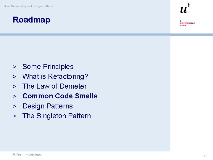 ST — Refactoring and Design Patterns Roadmap > Some Principles > What is Refactoring?