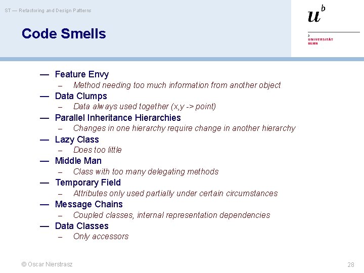 ST — Refactoring and Design Patterns Code Smells — Feature Envy – Method needing