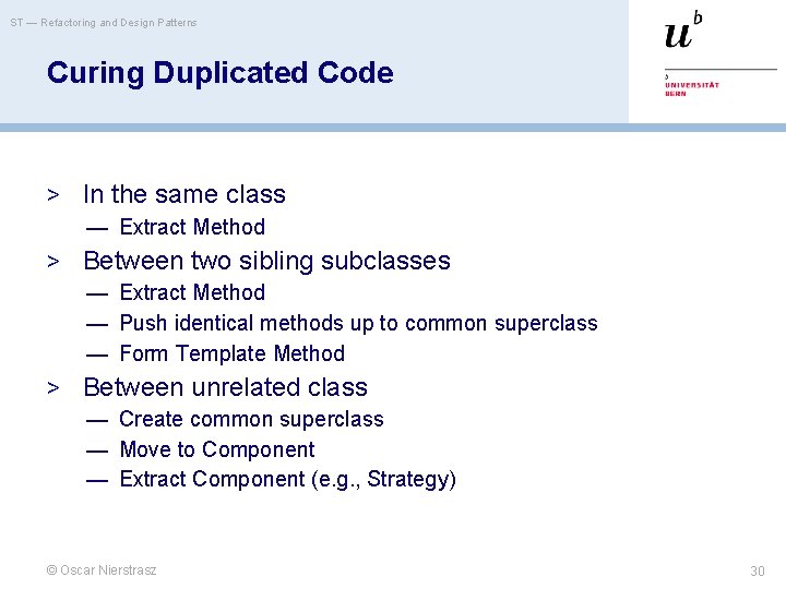 ST — Refactoring and Design Patterns Curing Duplicated Code > In the same class