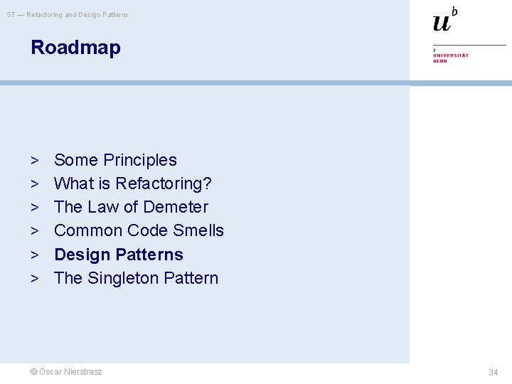 ST — Refactoring and Design Patterns Roadmap > Some Principles > What is Refactoring?