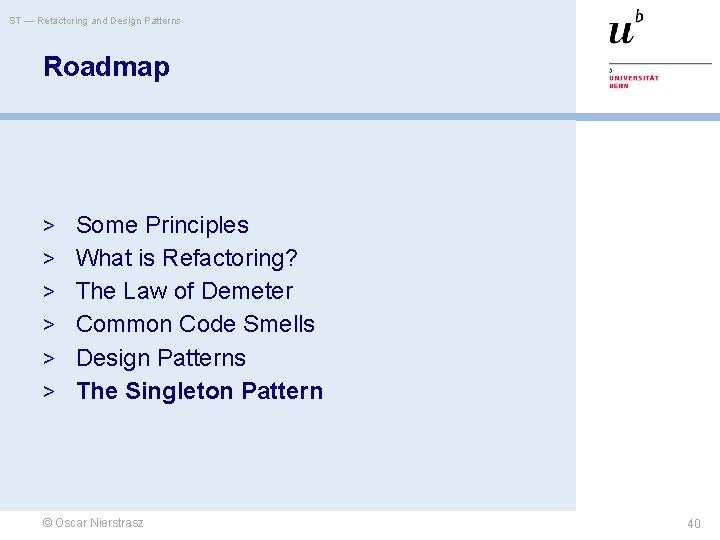 ST — Refactoring and Design Patterns Roadmap > Some Principles > What is Refactoring?