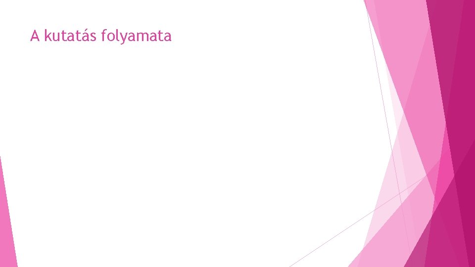 A kutatás folyamata A kutatás folyamata