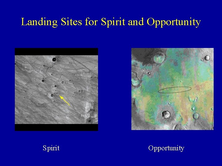 Landing Sites for Spirit and Opportunity Spirit Opportunity 