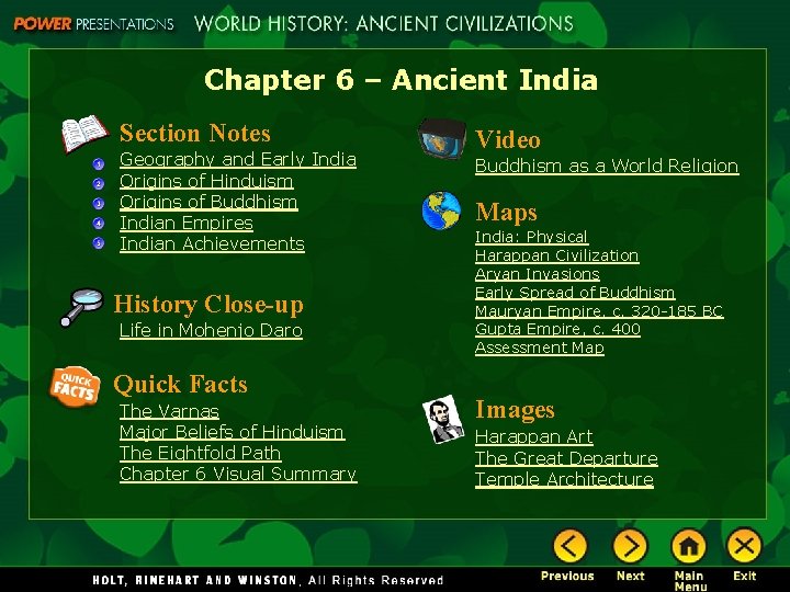 Chapter 6 – Ancient India Section Notes Geography and Early India Origins of Hinduism