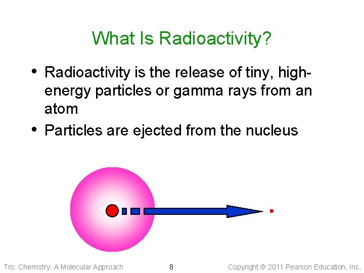 What Is Radioactivity? • Radioactivity is the release of tiny, high • energy particles