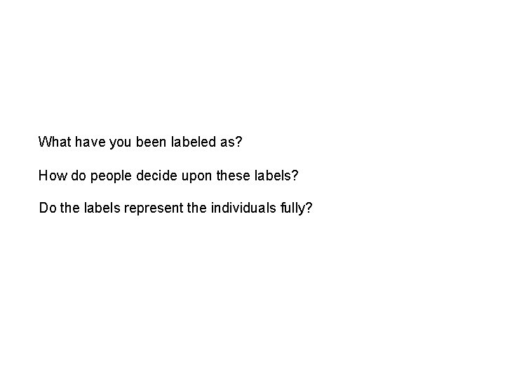 What have you been labeled as? How do people decide upon these labels? Do