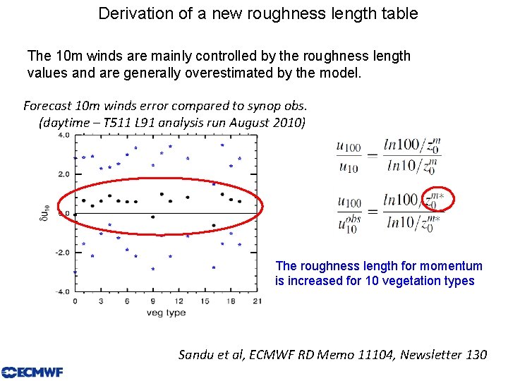 Derivation of a new roughness length table The 10 m winds are mainly controlled