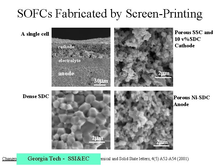 SOFCs Fabricated by Screen-Printing Porous SSC and 10 v%SDC Cathode A single cell cathode
