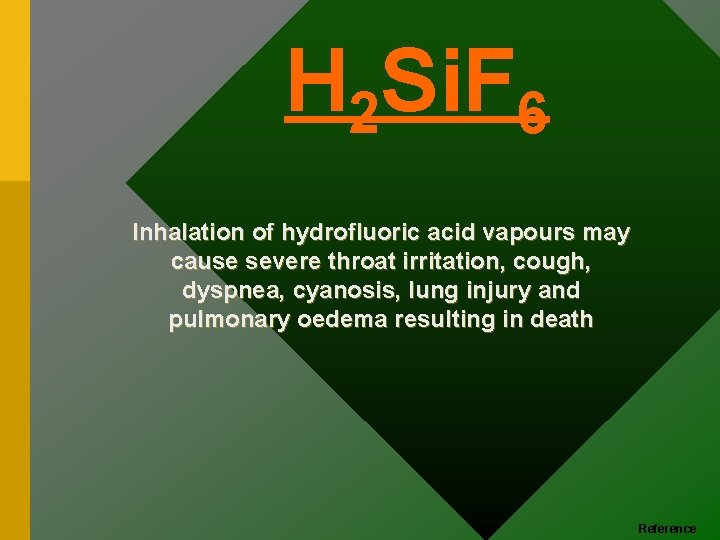 H 2 Si. F 6 Inhalation of hydrofluoric acid vapours may cause severe throat
