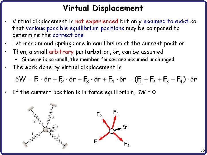 Virtual Displacement • Virtual displacement is not experienced but only assumed to exist so