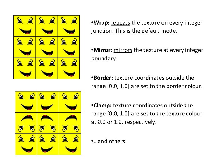  • Wrap: repeats the texture on every integer junction. This is the default