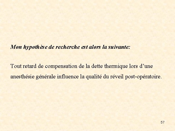 Mon hypothèse de recherche est alors la suivante: Tout retard de compensation de la