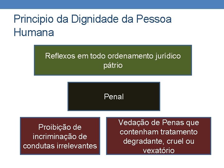 Principio da Dignidade da Pessoa Humana Reflexos em todo ordenamento jurídico pátrio Penal Proibição