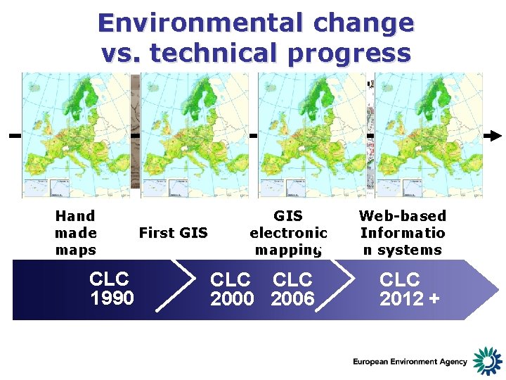 … and mapping Environmental change vs. technical progress Hand made maps CLC 1990 First