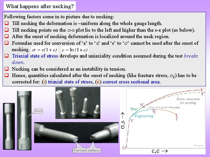 What happens after necking? Following factors come in to picture due to necking: q