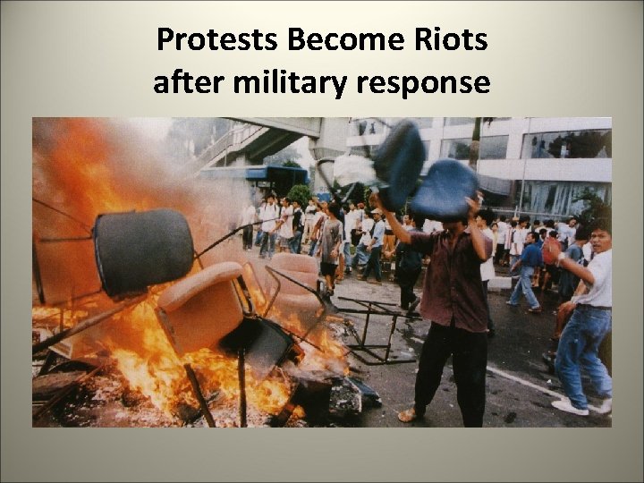 Protests Become Riots after military response 