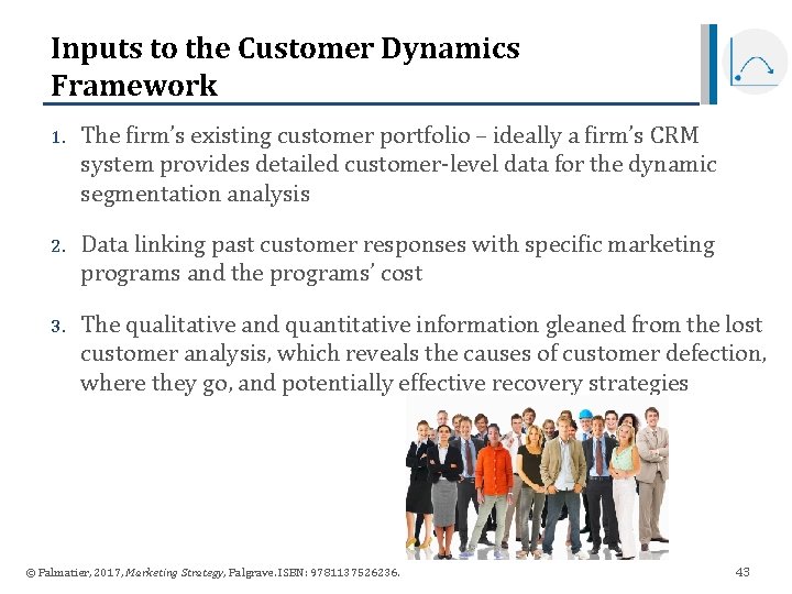 Inputs to the Customer Dynamics Framework 1. The firm’s existing customer portfolio – ideally Inputs to the Customer Dynamics Framework 1. The firm’s existing customer portfolio – ideally