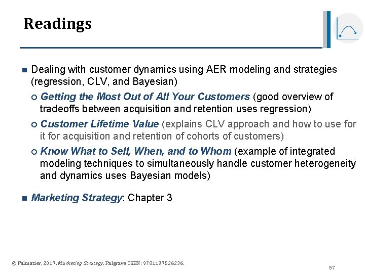 Readings n Dealing with customer dynamics using AER modeling and strategies (regression, CLV, and Readings n Dealing with customer dynamics using AER modeling and strategies (regression, CLV, and