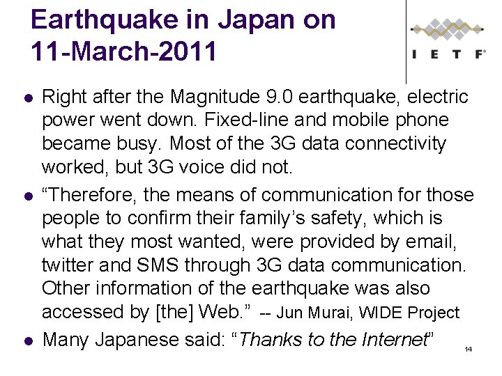 Earthquake in Japan on 11 -March-2011 l l l Right after the Magnitude 9.