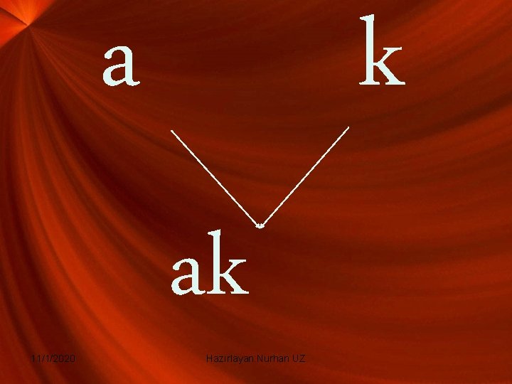 a 11/1/2020 k ak Hazırlayan: Nurhan UZ 