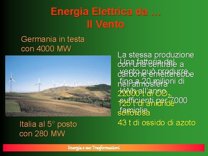 Energia Elettrica da … Il Vento Germania in testa con 4000 MW Italia al