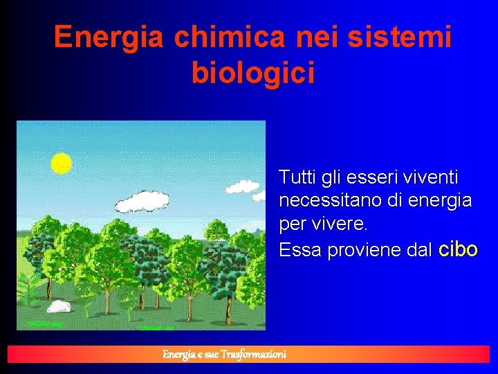 Energia chimica nei sistemi biologici Tutti gli esseri viventi necessitano di energia per vivere.
