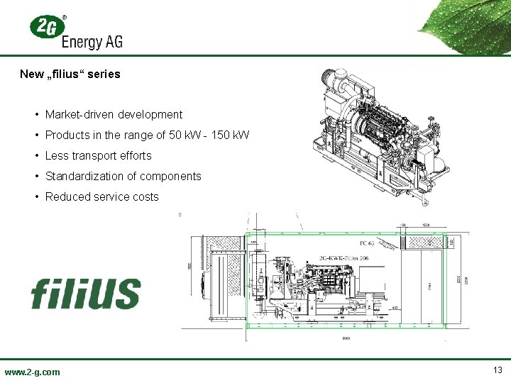 New „filius“ series • Market-driven development • Products in the range of 50 k.