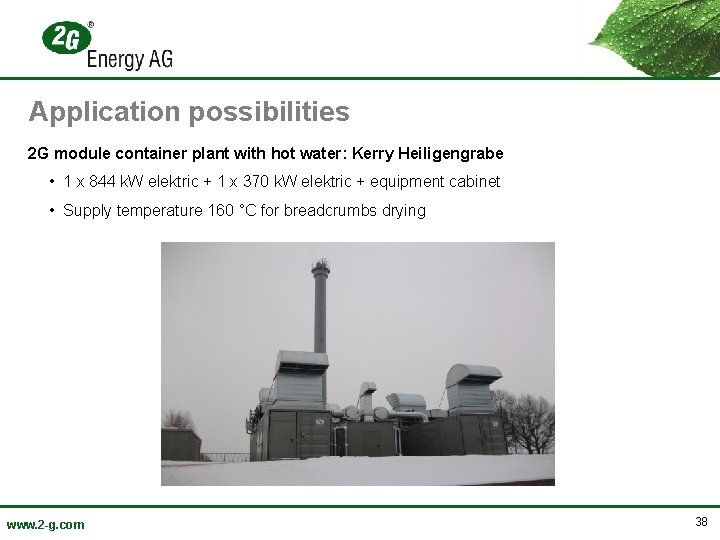 Application possibilities 2 G module container plant with hot water: Kerry Heiligengrabe • 1