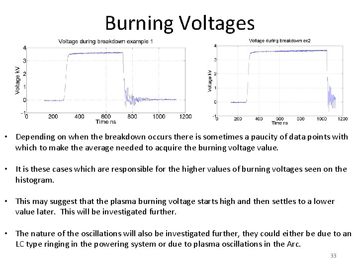 Burning Voltages • Depending on when the breakdown occurs there is sometimes a paucity