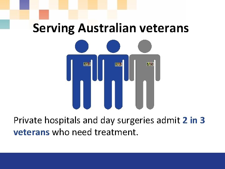Serving Australian veterans Private hospitals and day surgeries admit 2 in 3 veterans who