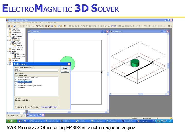 ELECTROMAGNETIC 3 D SOLVER AWR Microwave Office using EM 3 DS as electromagnetic engine