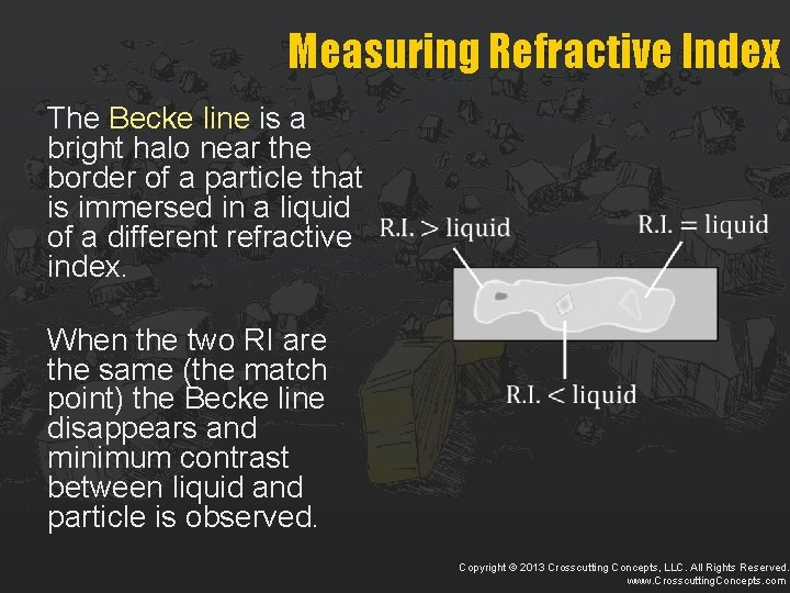 Measuring Refractive Index The Becke line is a bright halo near the border of