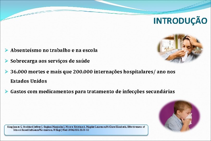 INTRODUÇÃO Ø Absenteísmo no trabalho e na escola Ø Sobrecarga aos serviços de saúde