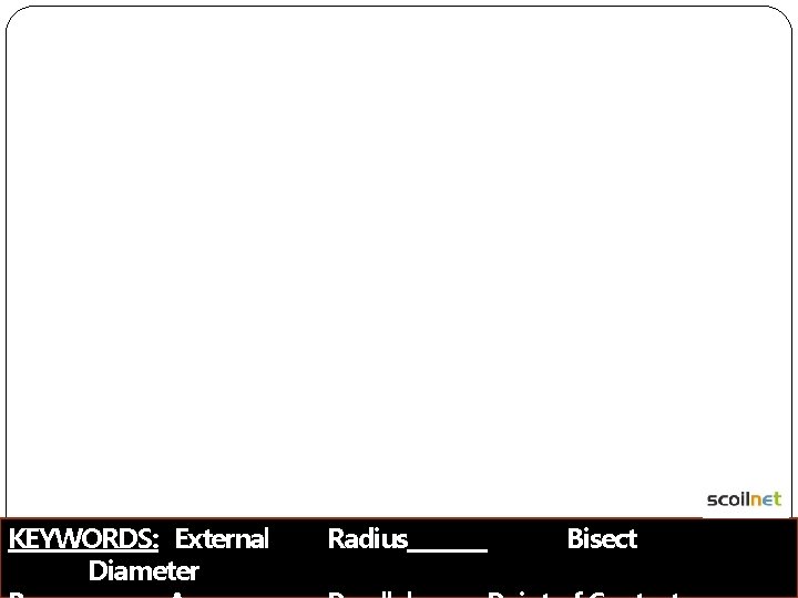 KEYWORDS: External Diameter Radius Bisect 