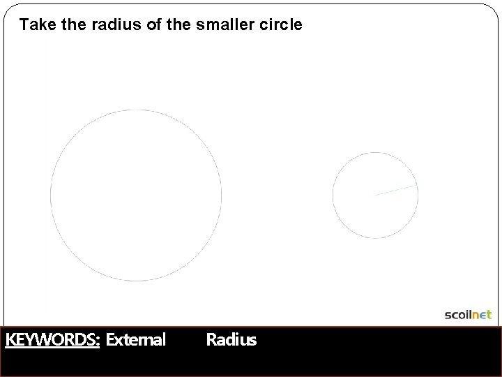 Take the radius of the smaller circle KEYWORDS: External Radius 